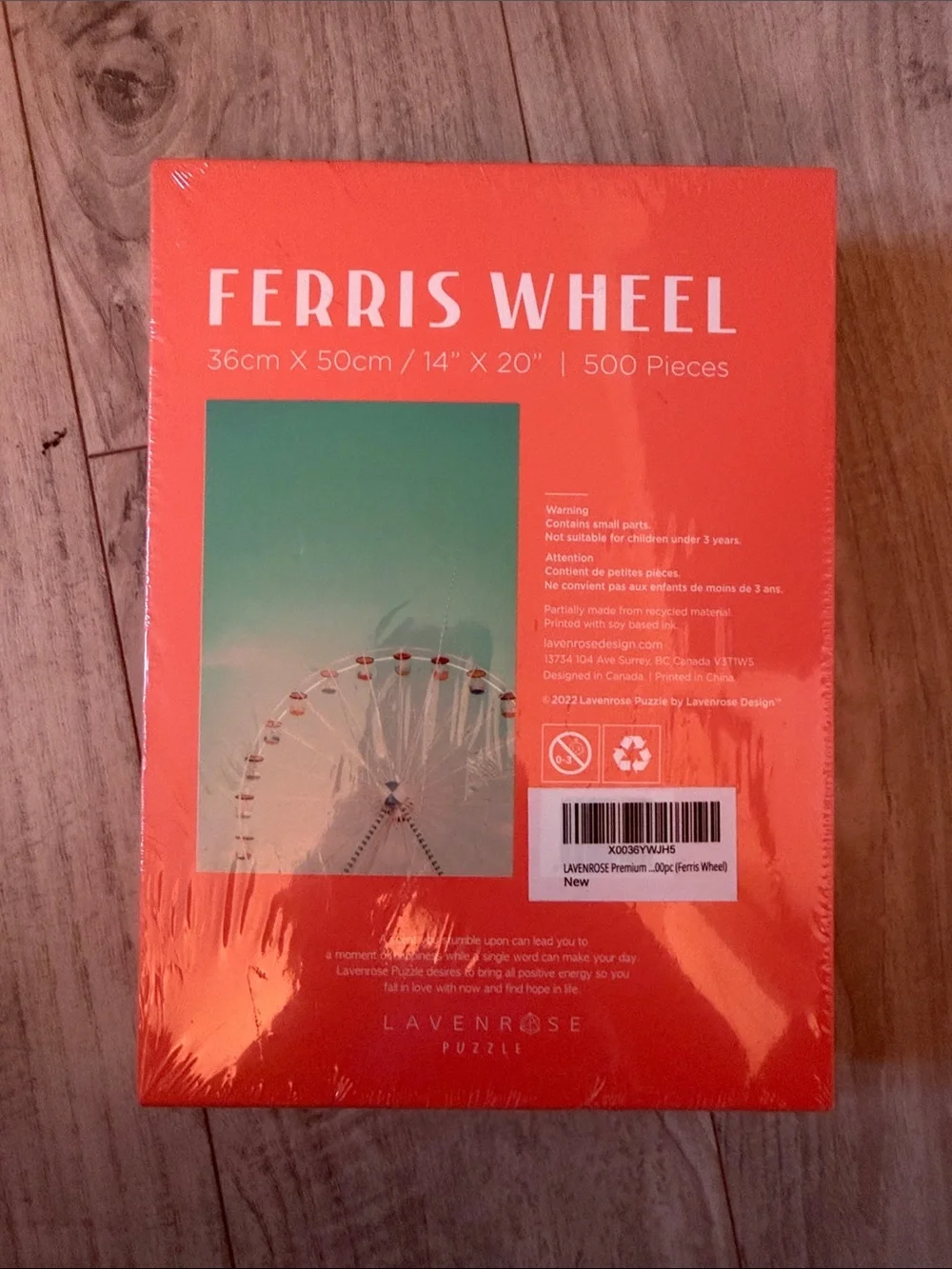 Ferris Wheel Puzzle Game - Teal and Coral 500 pieces